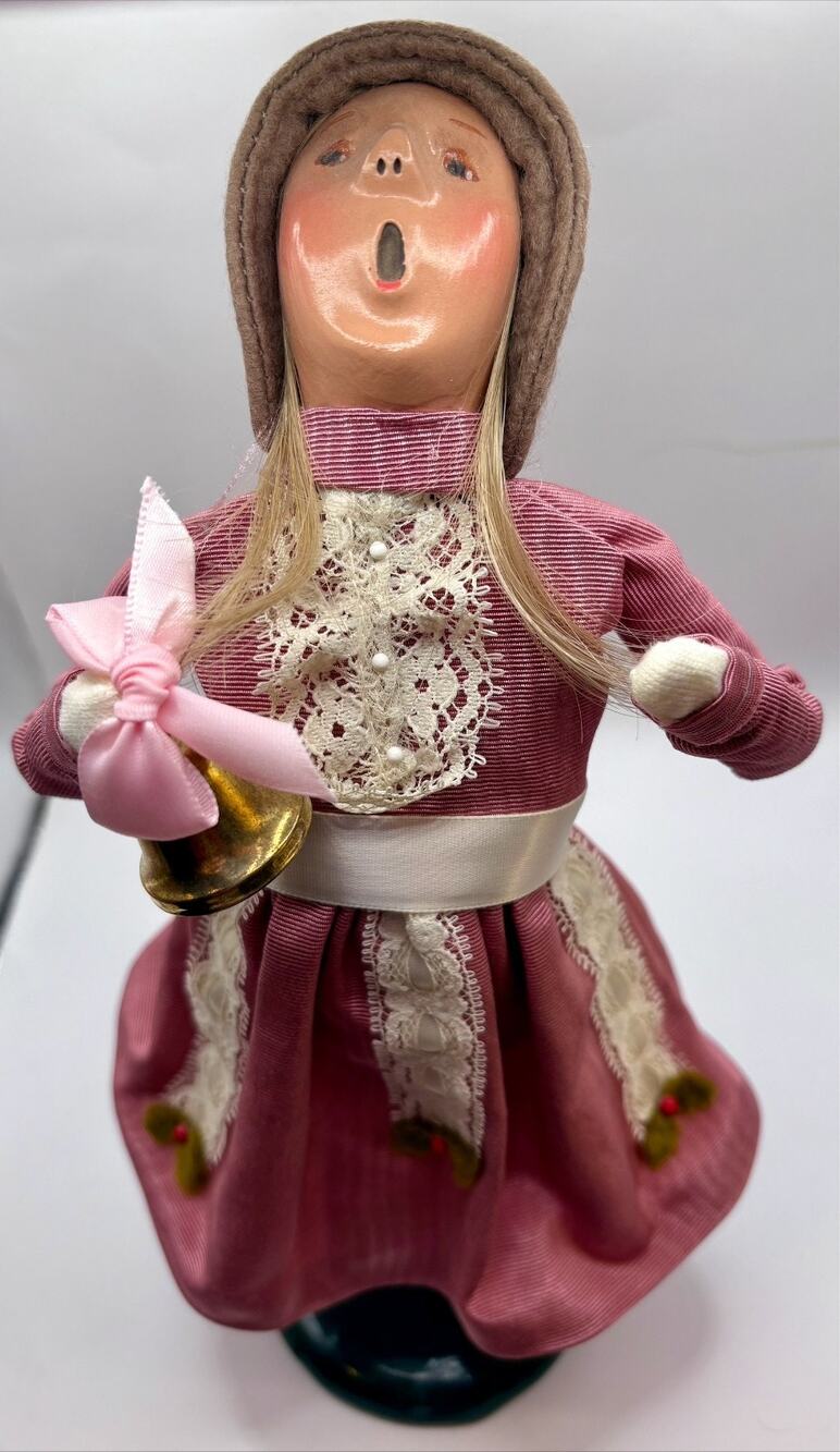 Byers Choice The Carolers Girl in Rose Dress #91 of 100 Signed & Dated 1996